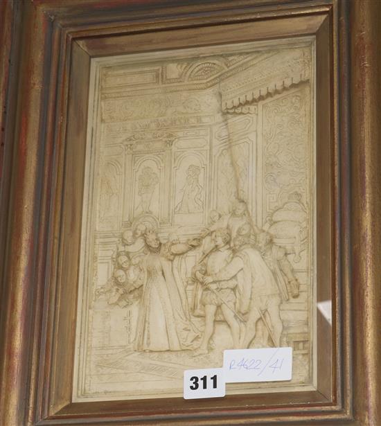 An Osborne waxed plaster plaque, 11 x 7in.